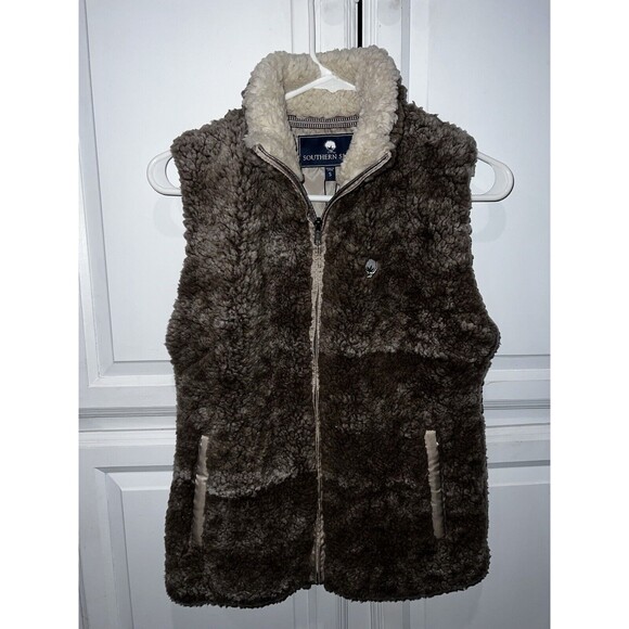 Southern Shirt Sherpa SSCO Vest Size Small Brown & Tan Fall Winter NWT - Picture 1 of 8